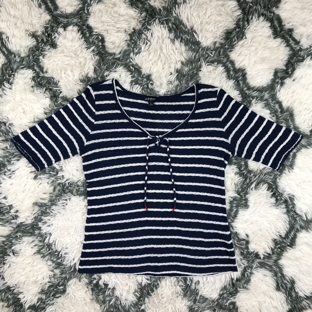 Lucky Brand Women's 3/4 Sleeve Top navy blue Large